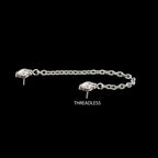 Double Prong Set Marquise Gem with Rolo Chain Dangle Flatback Stud Earring / Nosering - Gem in Titanium