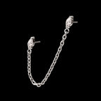 Double Prong Set Marquise Gem with Rolo Chain Dangle Flatback Stud Earring / Nosering - Gem in Titanium