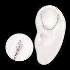 Double Prong Set Marquise Gem with Rolo Chain Dangle Flatback Stud Earring / Nosering - Gem in Titanium