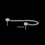 Double Bezel Set Gem with Rolo Chain Dangle Flatback Stud Earring / Nosering - Gem in Titanium