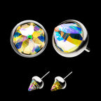 Swarovski Glass Bezel Set Cone Flatback Stud Earring / Nosering - Titanium