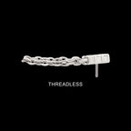 5-Cluster Round AAA CZ Chevron Shape with Dangle Chain Flatback Stud Earring / Nosering - AAA CZ in Titanium