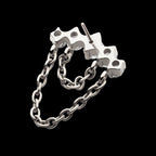 5-Cluster Round AAA CZ with 2 Tier Dangle Chain Flatback Stud Earring / Nosering - AAA CZ in Titanium