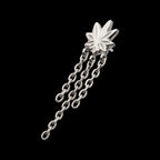 Pot Leaf with 3 Dangle Chains Flatback Stud Earring / Nosering - Titanium