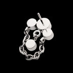 3-Cluster Bezel Round CZ with Chain & Gem Dangles Flatback Stud Earring / Nosering - CZ in Titanium