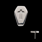 Engraved Cross Coffin Flatback Stud Earring / Nosering - Titanium