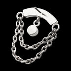 2-Tier Dangle Chain Clustered CZ Curved Bar with Bezel Round CZ Flatback Stud Earring / Nosering - CZ in Titanium