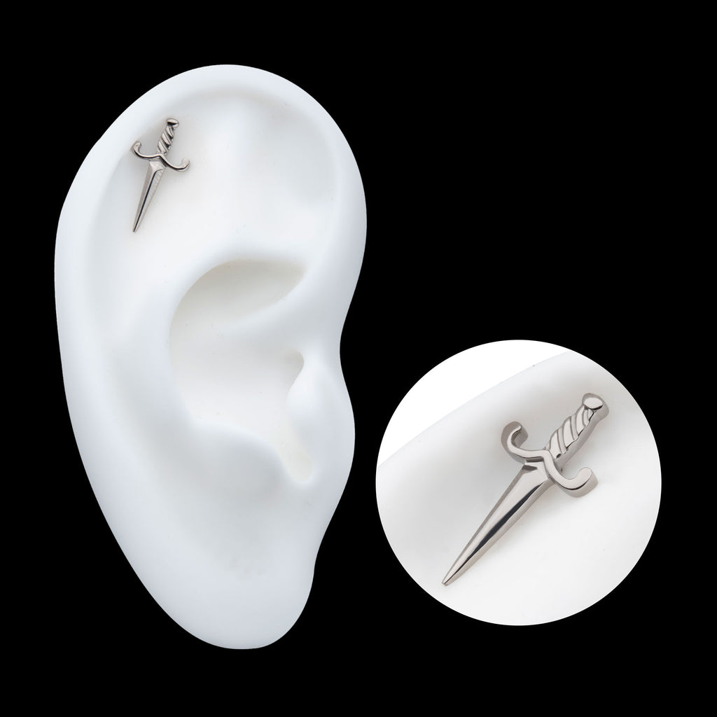 Dagger Flatback Stud Earring / Nosering - Titanium