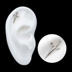 Dagger Flatback Stud Earring / Nosering - Titanium