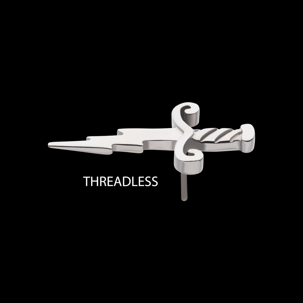 Dagger with Lightning Blade Flatback Stud Earring / Nosering - Titanium