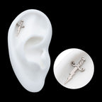 Dagger with Lightning Blade Flatback Stud Earring / Nosering - Titanium
