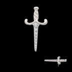 Dagger with 6-Gem Blade Flatback Stud Earring / Nosering - Gem in Titanium