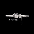Dagger with Bezel Set Black Heart Gem Flatback Stud Earring / Nosering - Gem in Titanium
