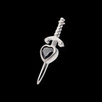 Dagger with Bezel Set Black Heart Gem Flatback Stud Earring / Nosering - Gem in Titanium