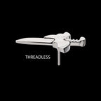 Dagger with Flying Bat Flatback Stud Earring / Nosering - Titanium
