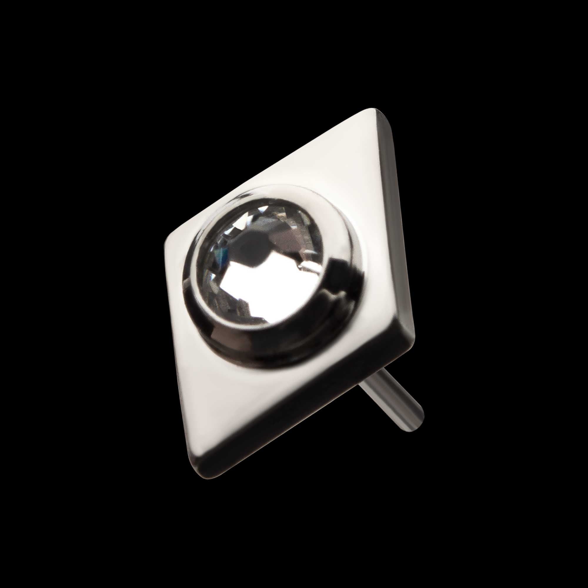 Bezel Set Gem Rhombus Shape Flatback Stud Earring / Nosering - Gem in Titanium