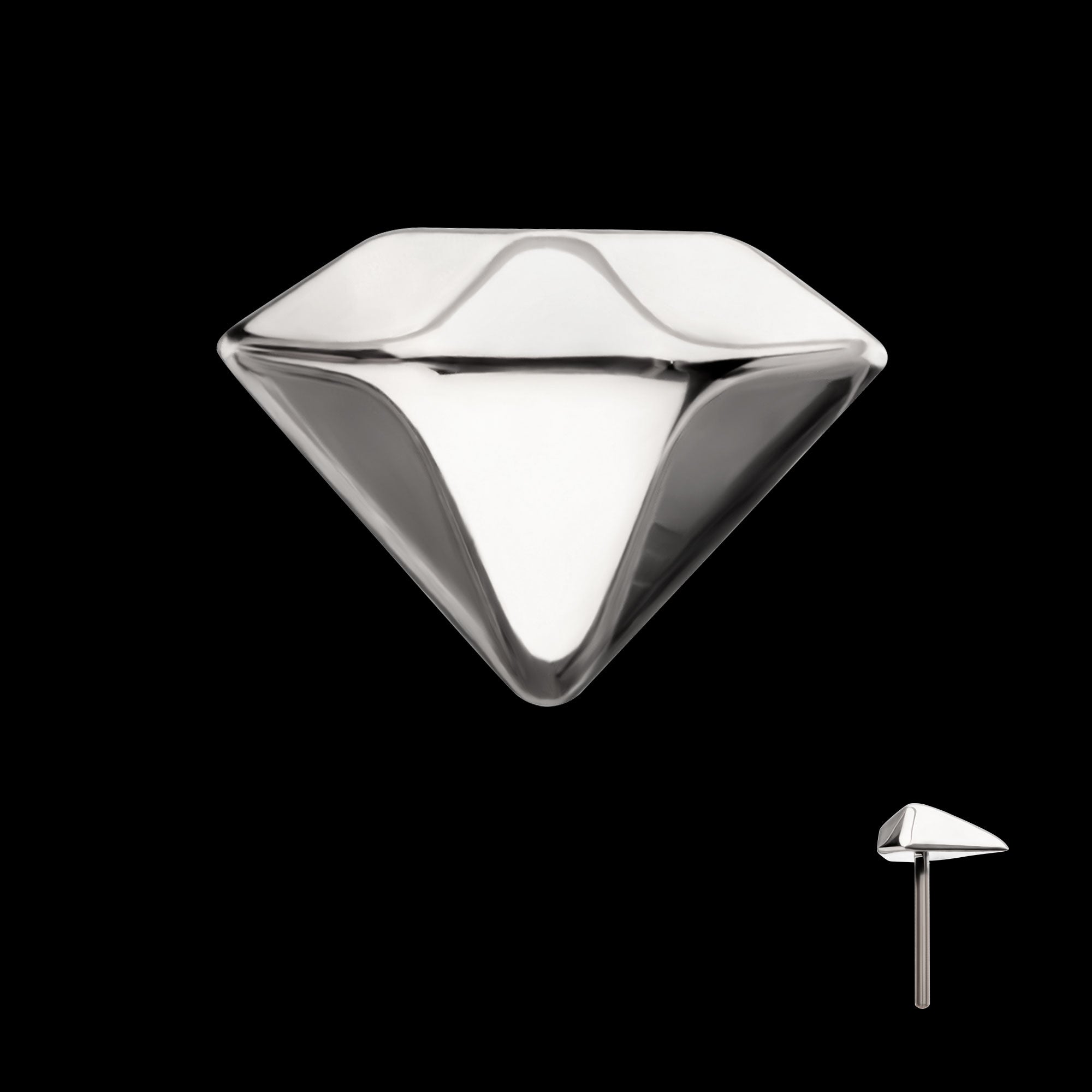 3D Diamond Shape Flatback Stud Earring / Nosering - Diamond in Titanium