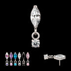 Marquise with Prong Set Gem Dangle Flatback Stud Earring / Nosering - Gem in Titanium