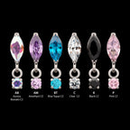 Marquise with Prong Set Gem Dangle Flatback Stud Earring / Nosering - Gem in Titanium