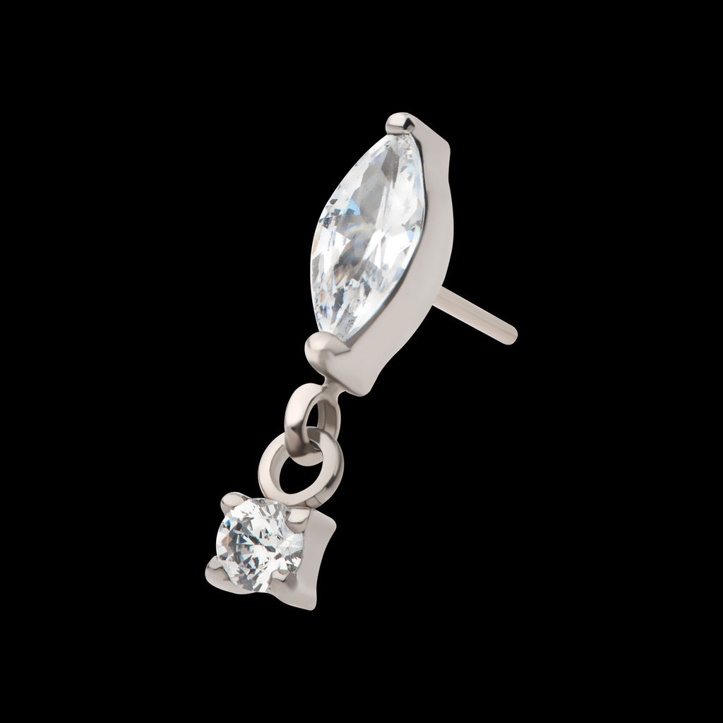 Marquise with Prong Set Gem Dangle Flatback Stud Earring / Nosering - Gem in Titanium