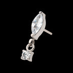 Marquise with Prong Set Gem Dangle Flatback Stud Earring / Nosering - Gem in Titanium