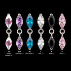 Prong Set Double Marquise Gem Dangle Flatback Stud Earring / Nosering - Gem in Titanium