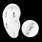Prong Set Double Marquise Gem Dangle Flatback Stud Earring / Nosering - Gem in Titanium