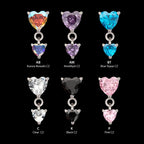 Prong Set Double Heart Gem Dangle Flatback Stud Earring / Nosering - Gem in Titanium