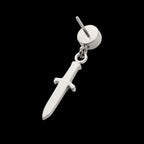 Bezel Round CZ Dangle Dagger Flatback Stud Earring / Nosering - CZ in Titanium