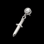 Bezel Round CZ Dangle Dagger Flatback Stud Earring / Nosering - CZ in Titanium