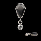 Dangle Bezel Round & Coffin CZ Flatback Stud Earring / Nosering - CZ in Titanium