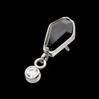 Dangle Bezel Round & Coffin CZ Flatback Stud Earring / Nosering - CZ in Titanium