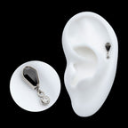 Dangle Bezel Round & Coffin CZ Flatback Stud Earring / Nosering - CZ in Titanium