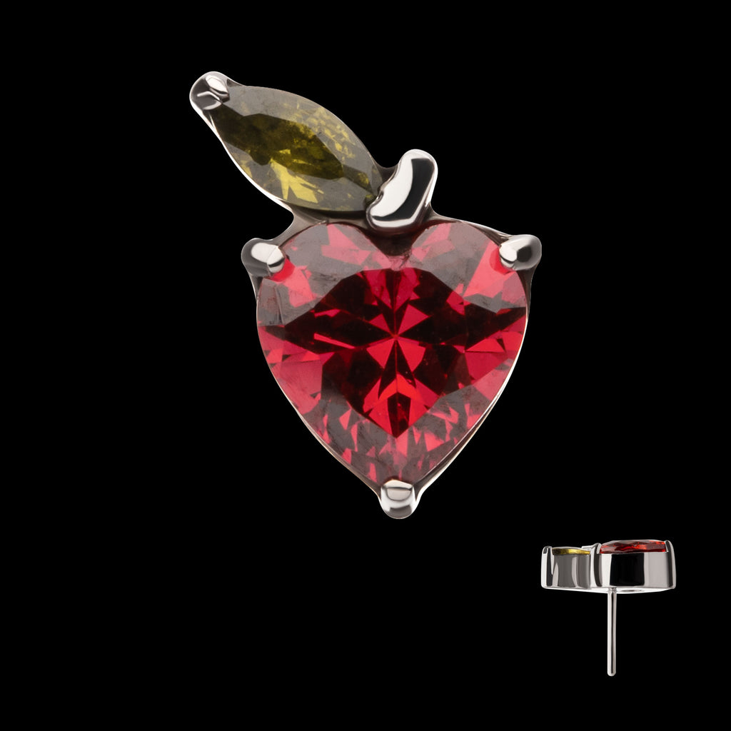 Prong Set Gem Apple Flatback Stud Earring / Nosering - Gem in Titanium