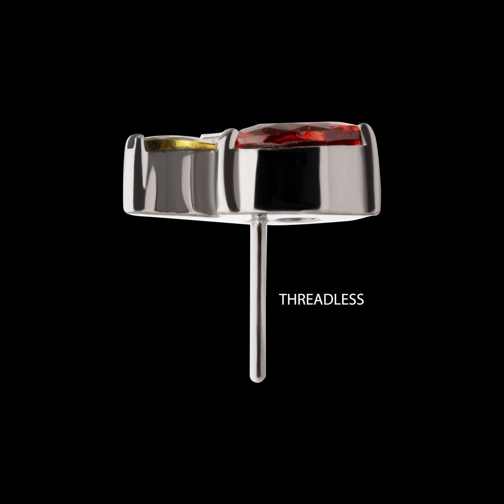 Prong Set Gem Apple Flatback Stud Earring / Nosering - Gem in Titanium