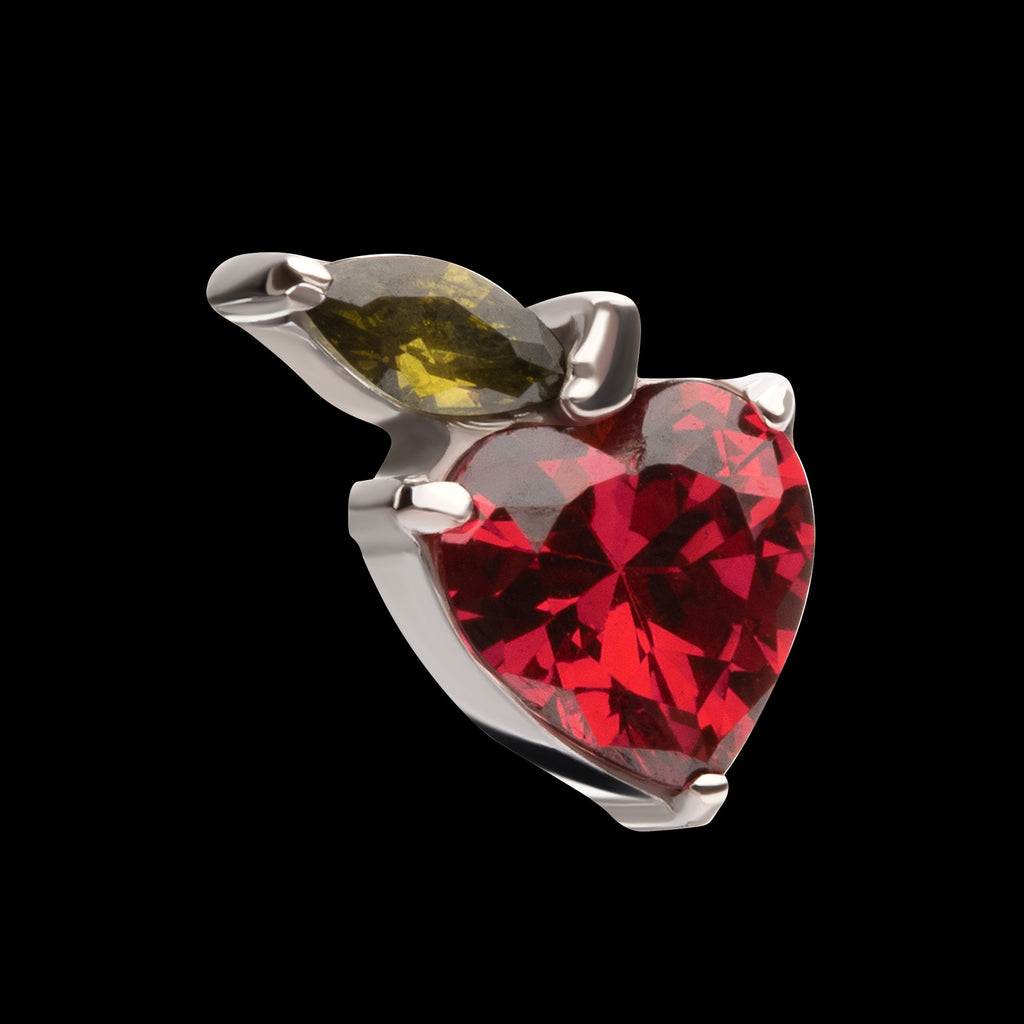 Prong Set Gem Apple Flatback Stud Earring / Nosering - Gem in Titanium
