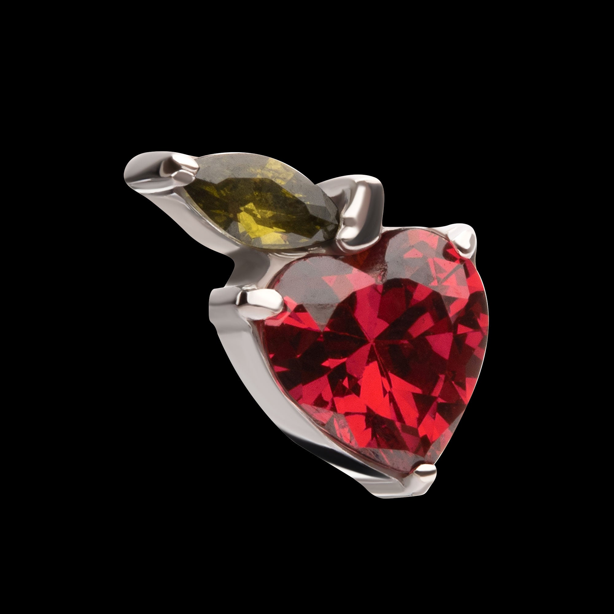 Prong Set Gem Apple Flatback Stud Earring / Nosering - Gem in Titanium