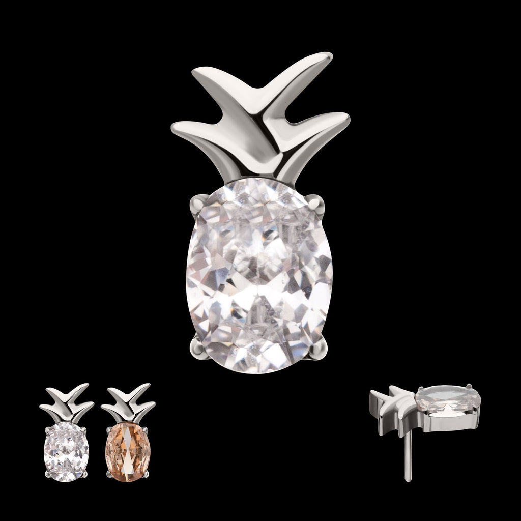 Prong Set Gem Pineapple Flatback Stud Earring / Nosering - Gem in Titanium