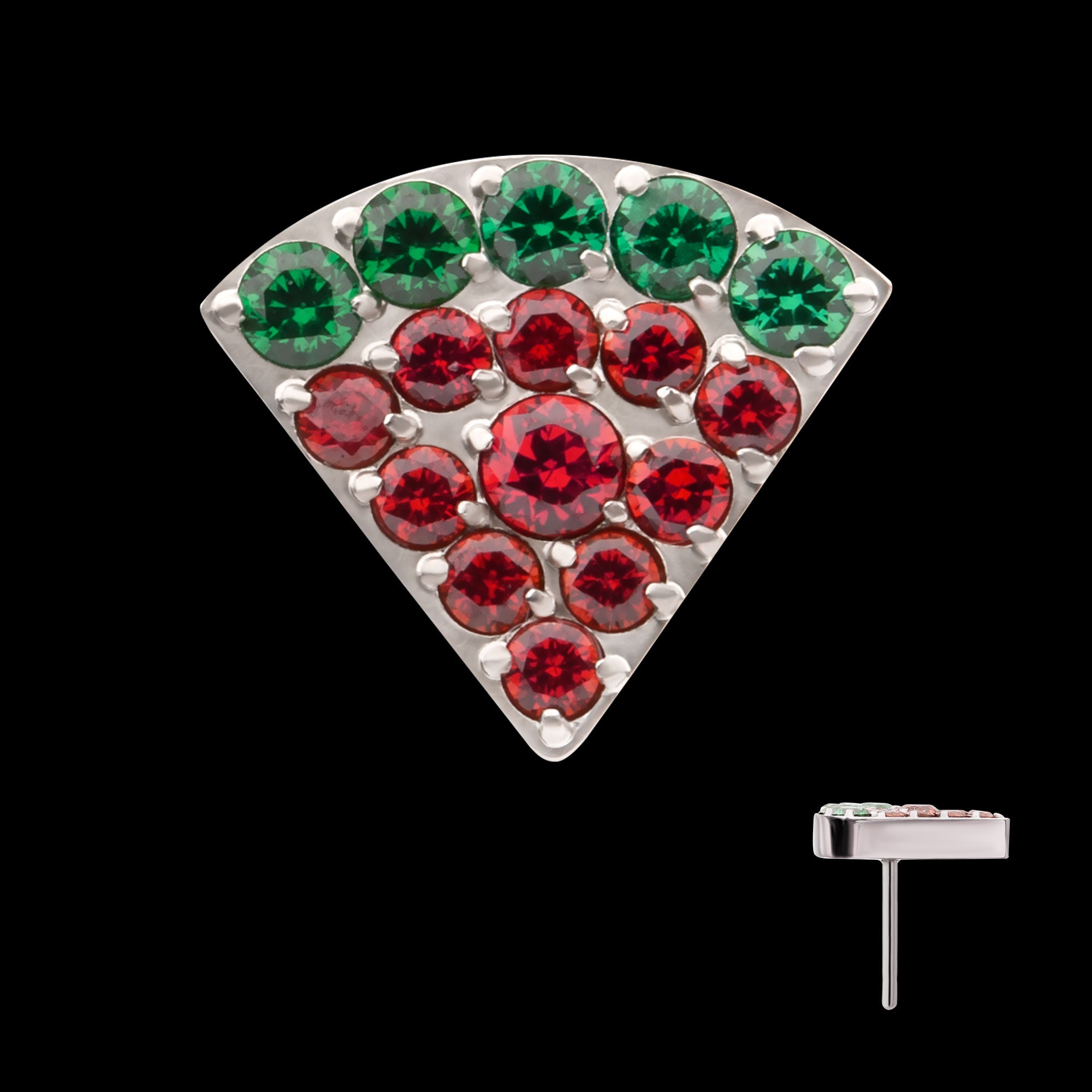 Prong Set Gem Watermelon Flatback Stud Earring / Nosering - Gem in Titanium