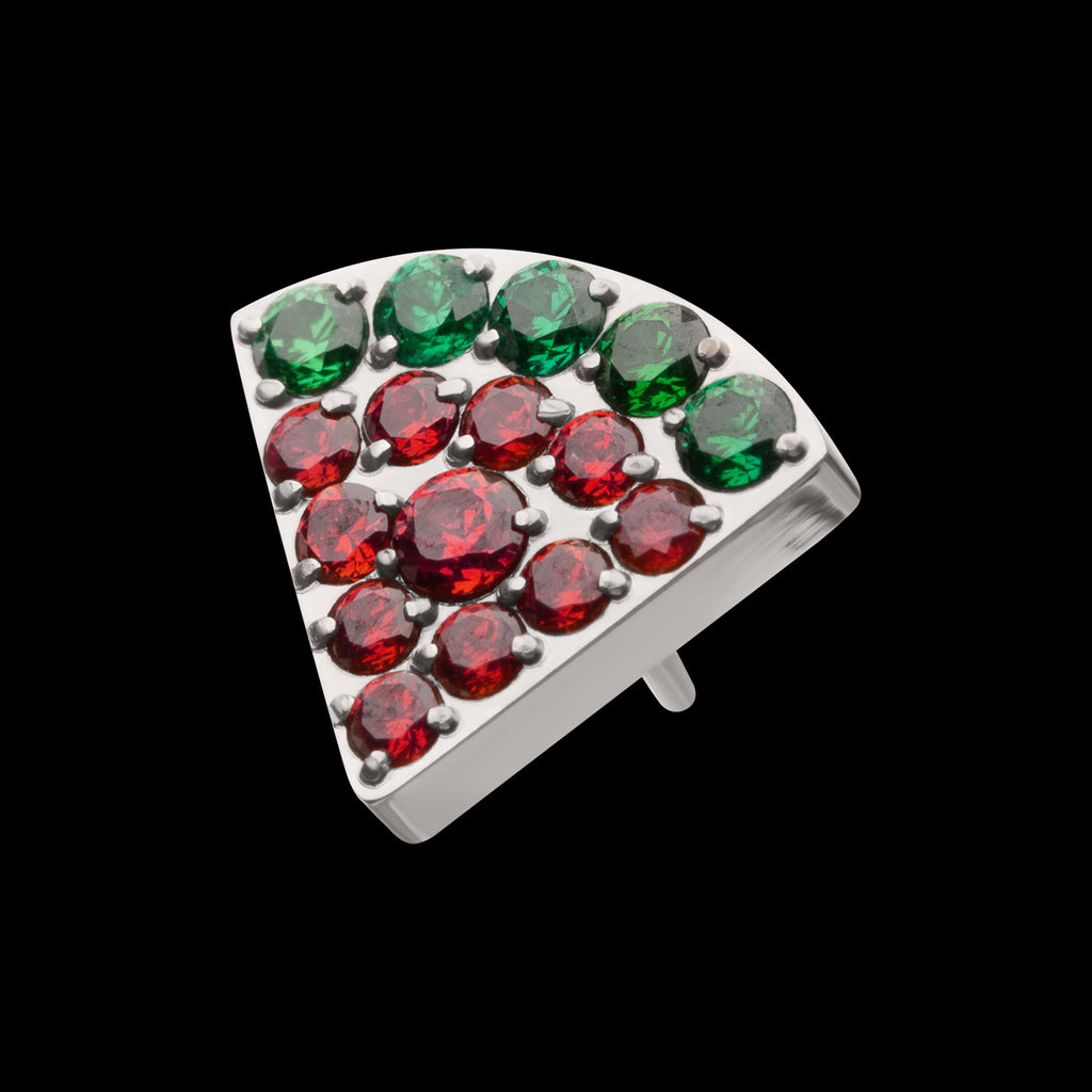 Prong Set Gem Watermelon Flatback Stud Earring / Nosering - Gem in Titanium