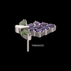 Prong Set Gem Grape Flatback Stud Earring / Nosering - Gem in Titanium