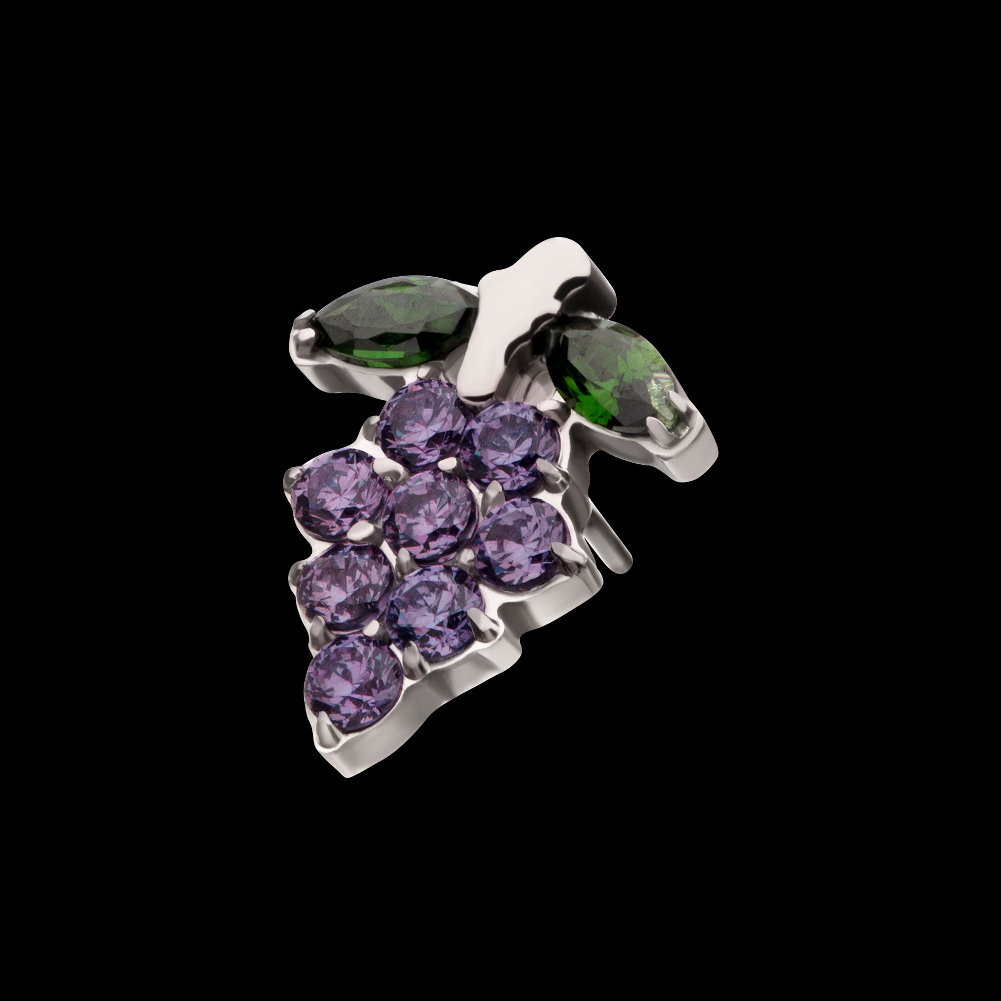 Prong Set Gem Grape Flatback Stud Earring / Nosering - Gem in Titanium