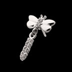 Dragonfly with Prong Set 4-Gem Dangle Flatback Stud Earring / Nosering - Gem in Titanium