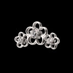 Triple Cut Out Cherry Blossom Flower with Prong Set Gem Flatback Stud Earring / Nosering - Gem in Titanium
