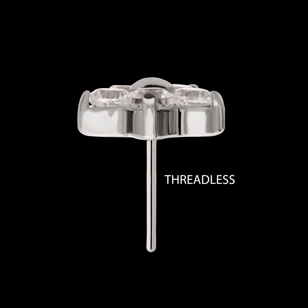 Prong Set Gem 5-Petal Flower Flatback Stud Earring / Nosering - Gem in Titanium