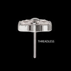Prong Set Gem 5-Petal Flower Flatback Stud Earring / Nosering - Gem in Titanium