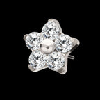 Prong Set Gem 5-Petal Flower Flatback Stud Earring / Nosering - Gem in Titanium