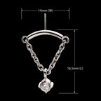 Vertical Helix Curved Bar with CZ Gem Chain Dangle Flatback Stud Earring / Nosering - CZ in Titanium