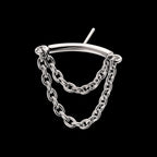 Vertical Helix Curved Bar with 2-Tier Chain Dangle Flatback Stud Earring / Nosering - Titanium