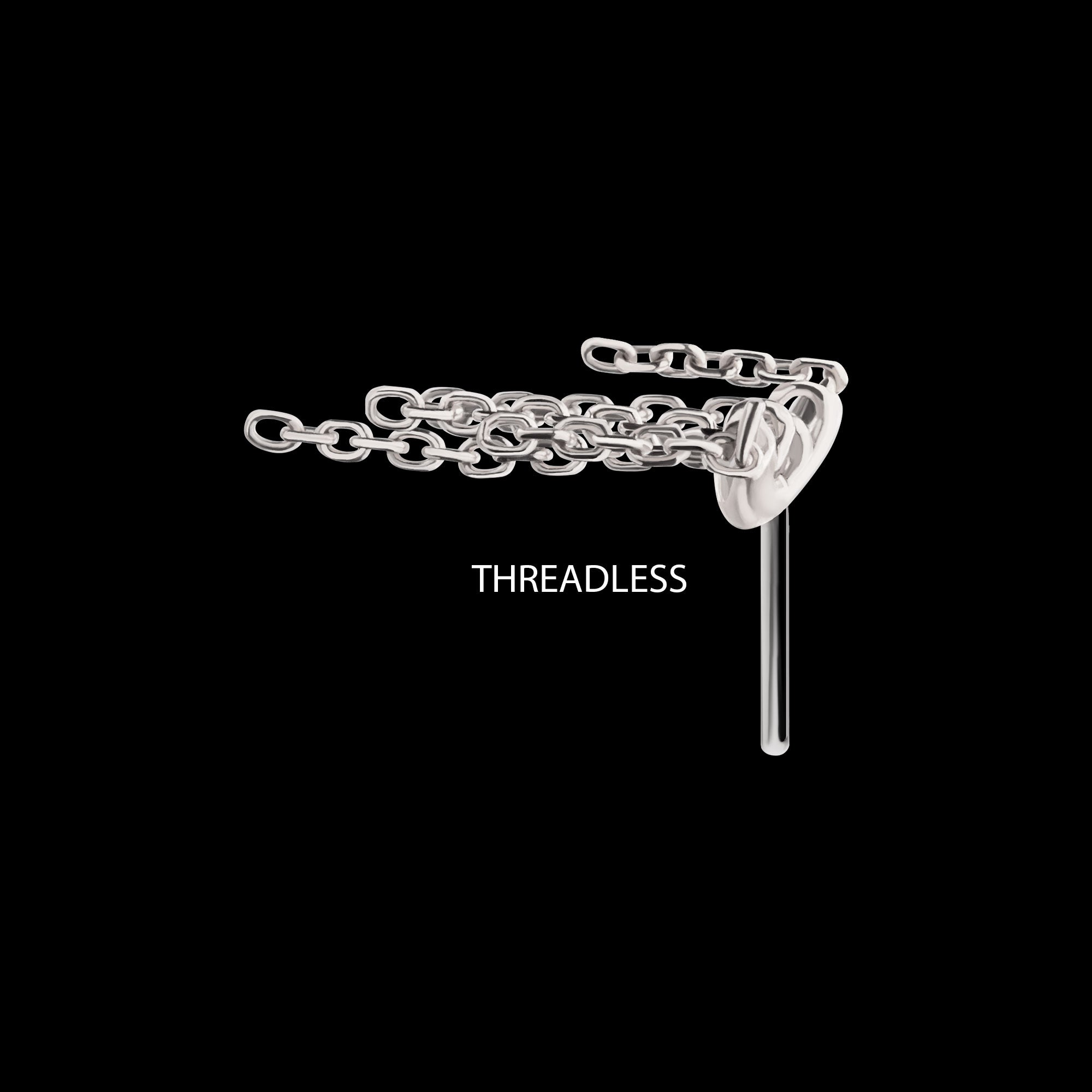 Vertical Helix Curved Bar with 5-Chain Dangle Flatback Stud Earring / Nosering - Titanium